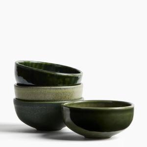 4-Pack Stoneware Bowls - Dark green