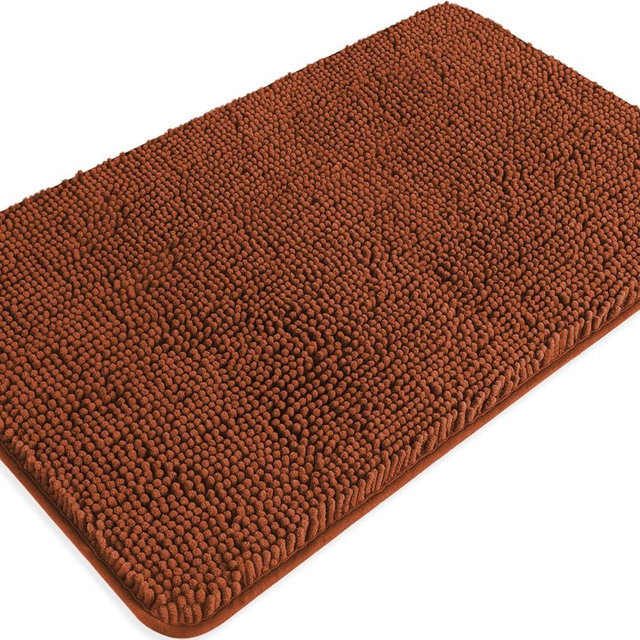 PureSwan Rust Bathroom Rugs – Absorbent and Washable Bath Mat, Non-Slip, Thick Soft Chenille Bath Rugs for Bathroom Floor, Shower, Sink - 20" x 32"