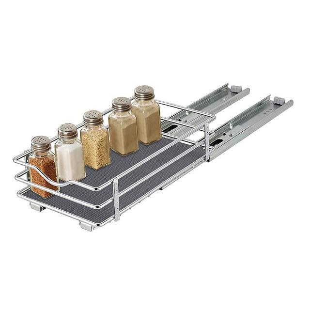 Pull Out Spice Rack Organizer（6.3"W x 10"D x 2.7"H） for Cabinet, Slide Out Seasoning Organizer Fits Spices, Sauces, Cans etc