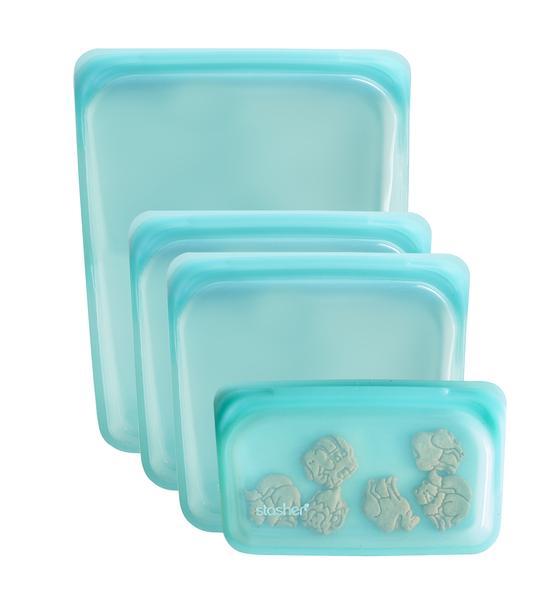 Stasher Bug Reusable Silicone Storage Bags - Multi Pack - Aqua
