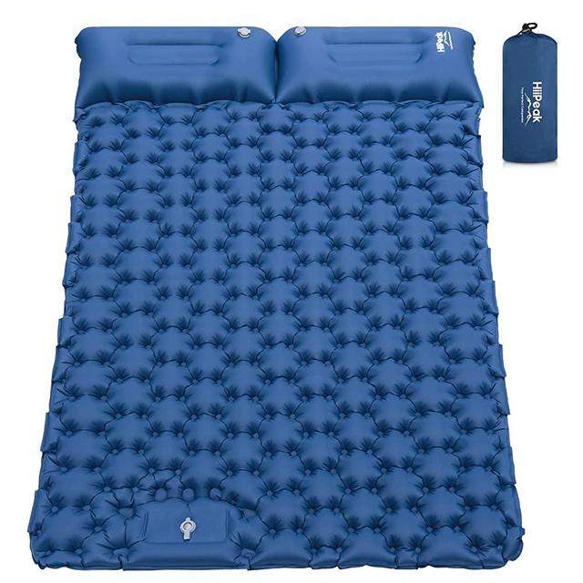 HiiPeak Double Sleeping Pad for Camping with Foot Pump & Pillow, Self Inflating Sleeping Mat for 2 Person, Ultralight Portable Sleeping Bed Compact for Camping Hiking Backpacking Tent Outdoor