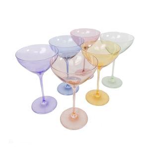 Estelle Colored Martini Glass, Mixed Set of 6