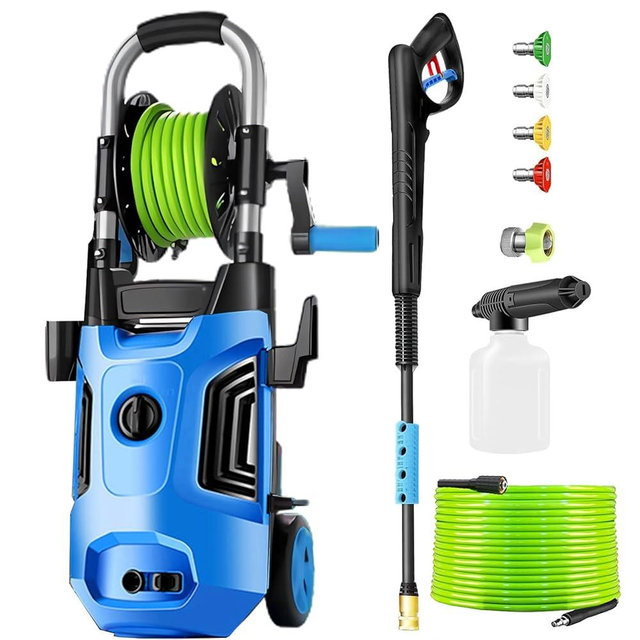 Commowner Electric Pressure Washer 4800 PSI 4.0 GPM Power Washers Electric Powered with with 33ft Pressure Hose, 4 Nozzle and Foam Cannon, Powerwashers for Home, Cars, Patio, Upgraded Light Blue