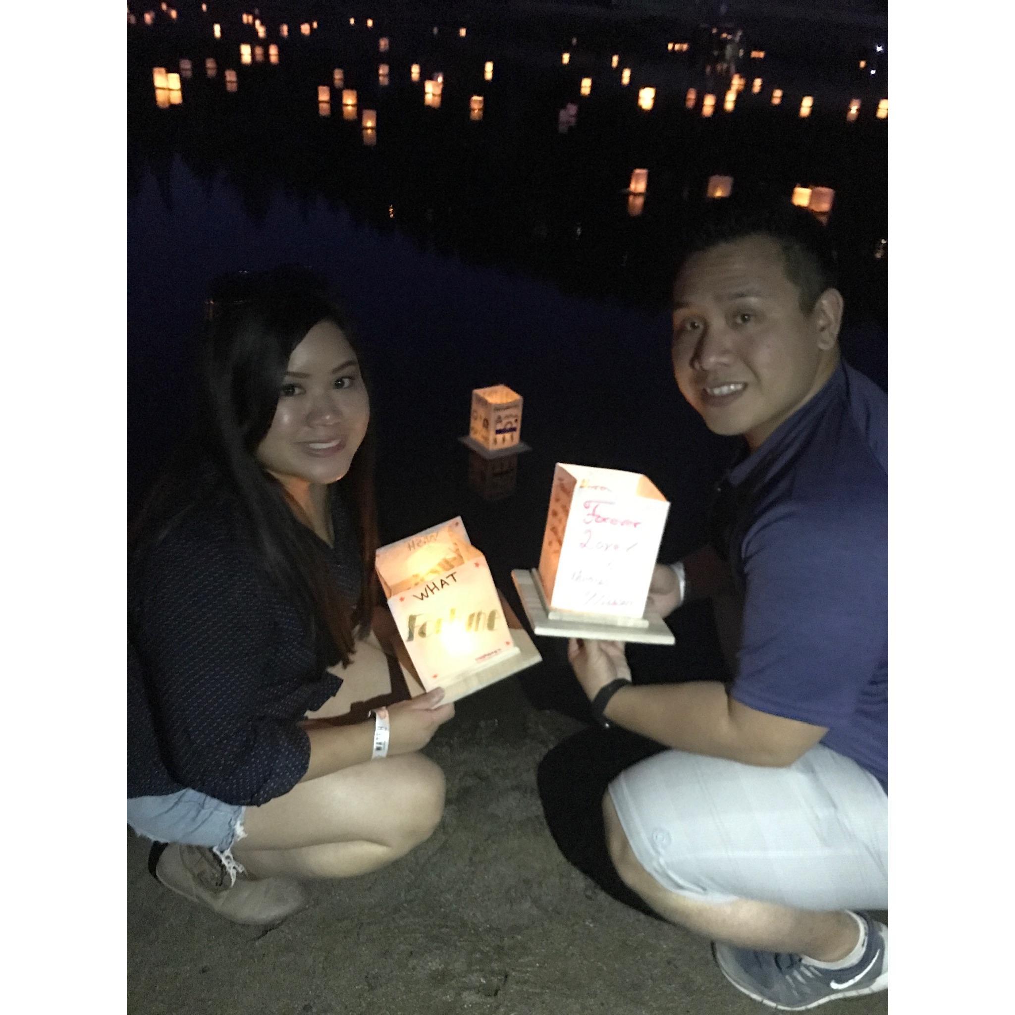 Water Latern Festival- about to send off ours