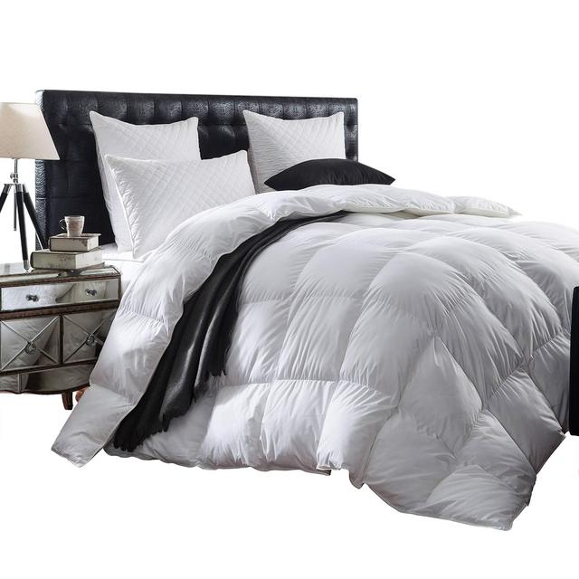 Luxurious 1200 Thread Count Goose Down Comforter Duvet Insert, King Size, 1200TC - 100% Egyptian Cotton Cover, 750+ Fill Power, 50 oz Fill Weight, White Color