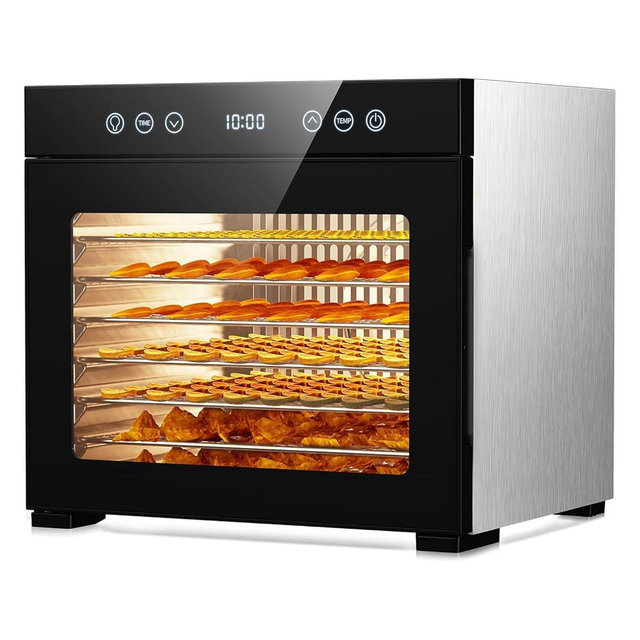 Food Dehydrator Machine, 650W Dehydrator with 8 Stainless Steel Trays, Adjustable Timer & Temperature for Jerky, Fruits, Herbs, Dog Treats, Includes Interior Light