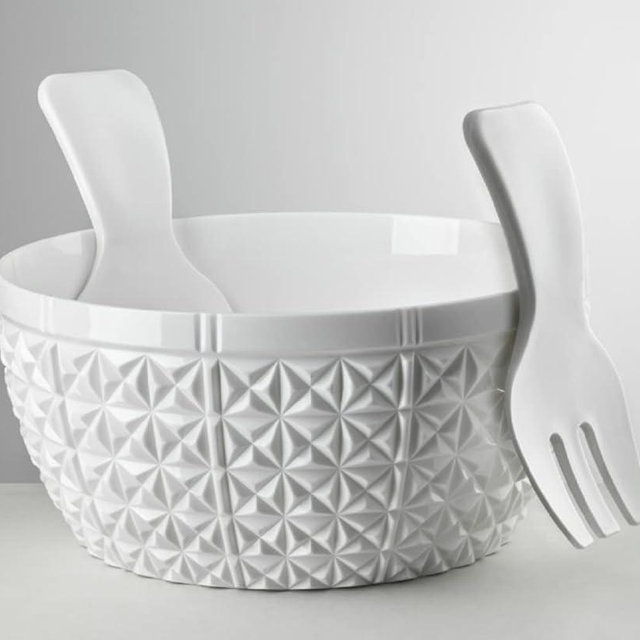 Mario Luca Giusti Churchill White Salad Serving Bowl with Servers