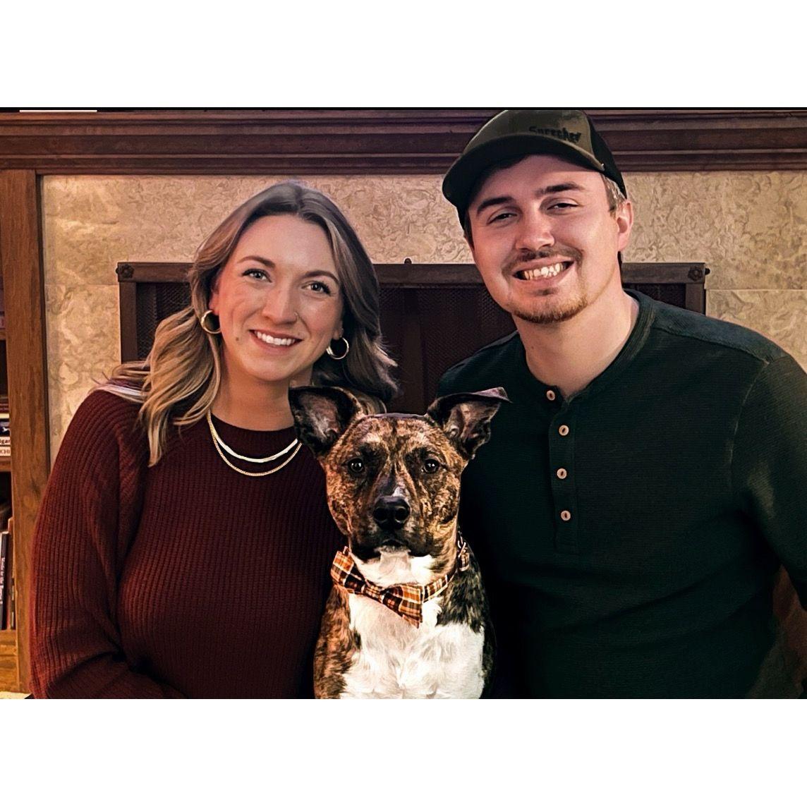 Our family photo with our favorite pup