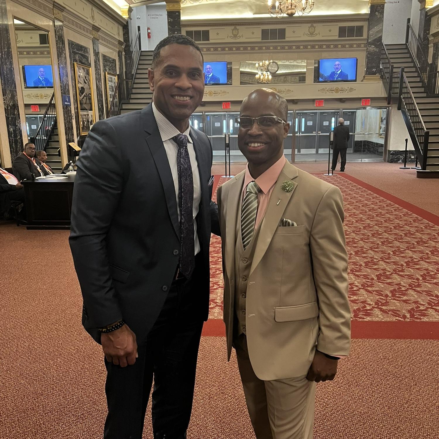 Jason, Josh’s spiritual brother, showing his support during Josh’s baptism—sharp suits and even sharper faith.
#KingdomBrothers #ServingTogether #SpiritualStrength