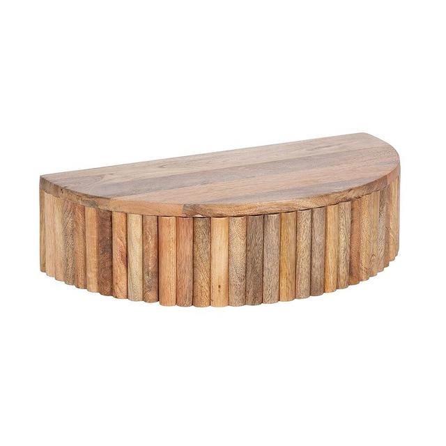 Kate and Laurel Reid Ribbed Wooden Floating Side Table, 20 x 11 x 6, Natural Brown, Modern Wood Floating Nightstand with Drawer for Extra Storage and Added Functionality