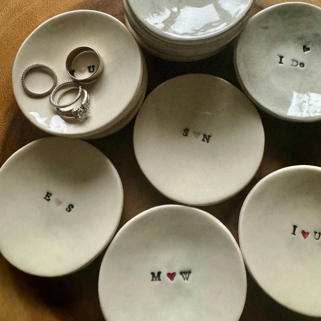 Handmade Ceramic Ring Bowl: Personalized Initial Gift, 3.25 inch
