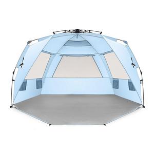 Easthills Outdoors Easy Up 4 Person Beach Tent Sun Shelter Deluxe XL - Extended Zippered Porch Included
