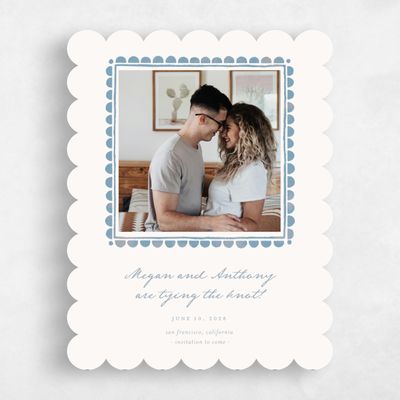 Blue Scalloped Wedding Save the Date - Fayvel Photo