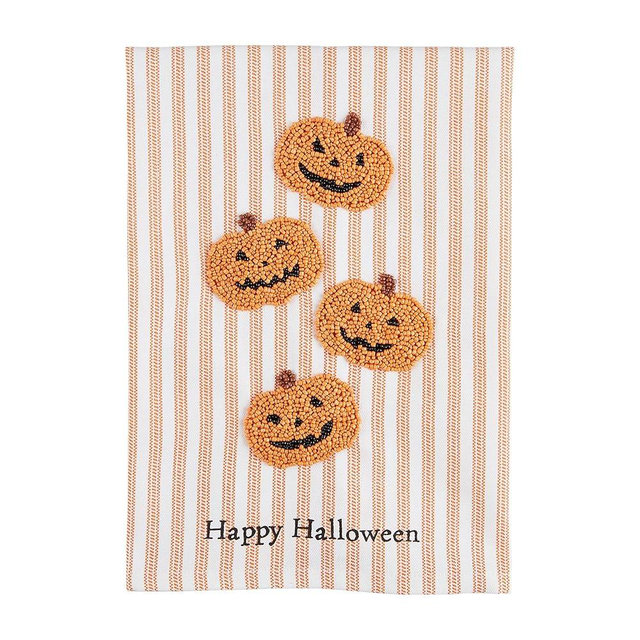Mud Pie Halloween Bead Towel, Pumpkin, 26" x 14"