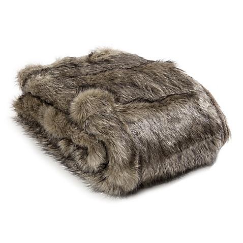 Wild Mannered Luxury Long Hair Faux Fur 60-Inch x 58-Inch Throw Blanket in Tawny Fox