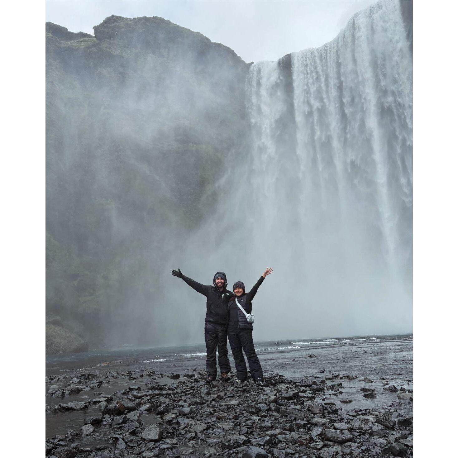 Visiting Skogafoss on Matt and Lyns trip to Iceland