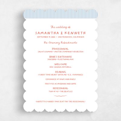 Blue Scalloped Wedding Program - Sole