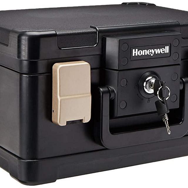 Honeywell Safes & Door Locks - 30 Minute Fire Safe Waterproof Safe Box Chest with Carry Handle, Small, 1102