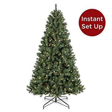 Best Choice Products 7.5ft Pre-Lit Instant No Fluff Artificial Spruce Christmas Tree w/ 550 LED Lights, 1,346 Tips