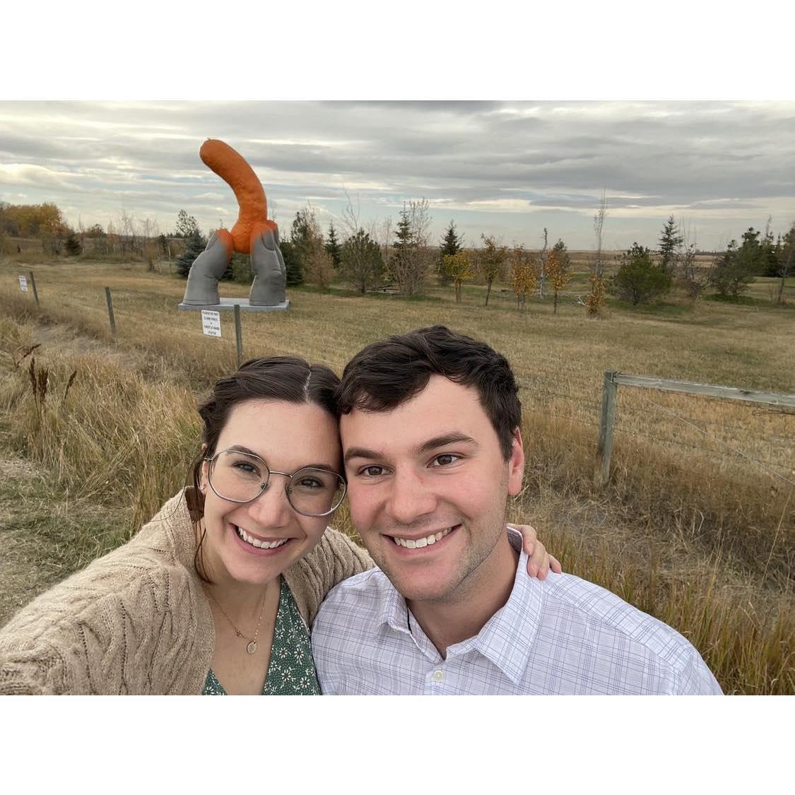 Cheesing by the giant Cheeto in Cheadle Alberta