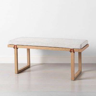 Upholstered Wood Bench Dark Gray/Beige - Hearth & Hand™ with Magnolia