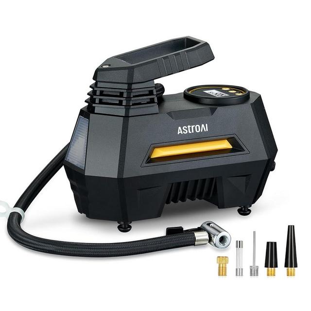 AstroAI Tire Inflator Portable Air Compressor Tire Air Pump for Car Tires - Car Accessories, 12V DC Auto Pump with Digital Pressure Gauge, Emergency LED Light for Bicycle, Balloons