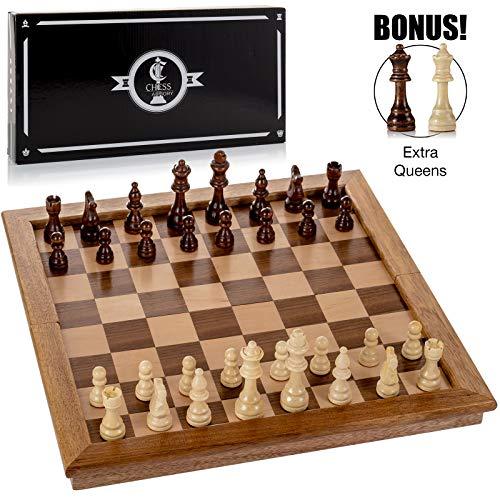 Chess Armory Large 17" Wooden Chess Set with Felted Game Board Interior for Storage