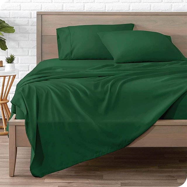 Bare Home King Sheet Set - 1800 Ultra-Soft Microfiber King Bed Sheets - Double Brushed - Kings Sheets Set - Deep Pocket - Bedding Sheets & Pillowcases (King, Forest Green)