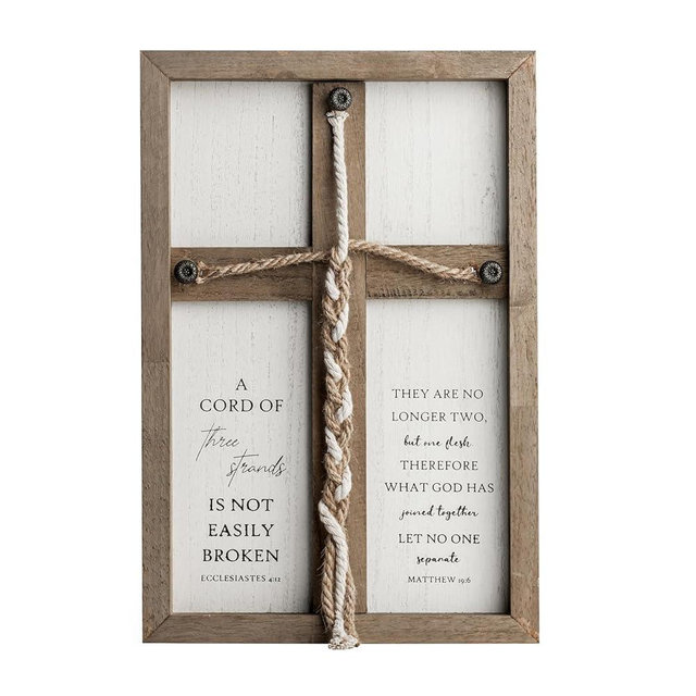A Cord of Three Strands Wedding Ceremony Sign Elegant Trinity Braid Cross for Marriage Unity Symbolic Unity Rope 15×10in ideal for Wedding Ceremonies Christian Marriage Anniversary & Home Décor (Wood)