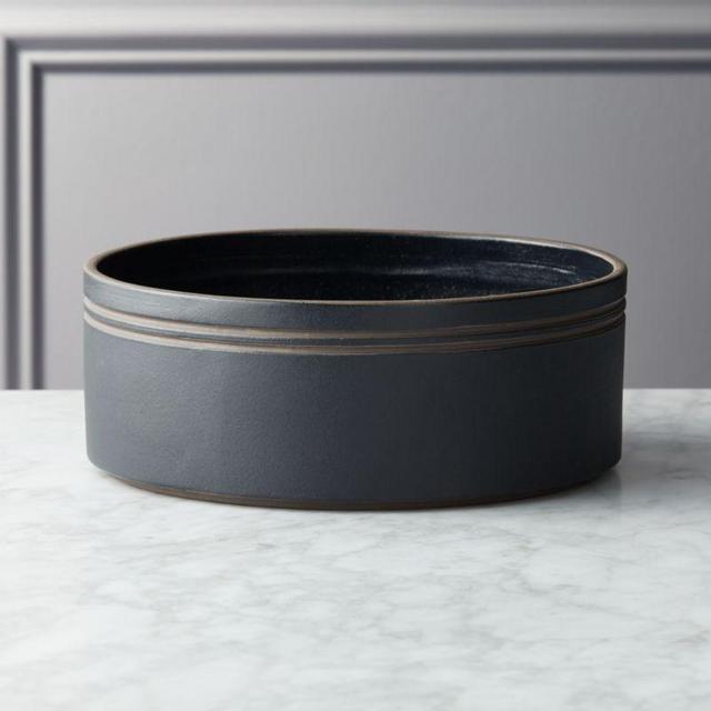 Pitch Round Black Serving Bowl