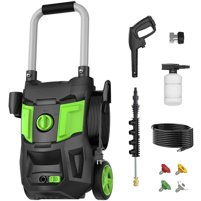 Electric Pressure Washer - 4200 PSI Max 2.8 GPM 35ft Power Cord 20ft Pressure Hose Power Washer Powered Soap Tank 4 Different Tips