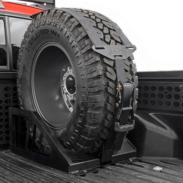 Rough Country Universal Bed Mount Spare Tire Carrier for Pickup Trucks - Fits Tires 33" to 40"