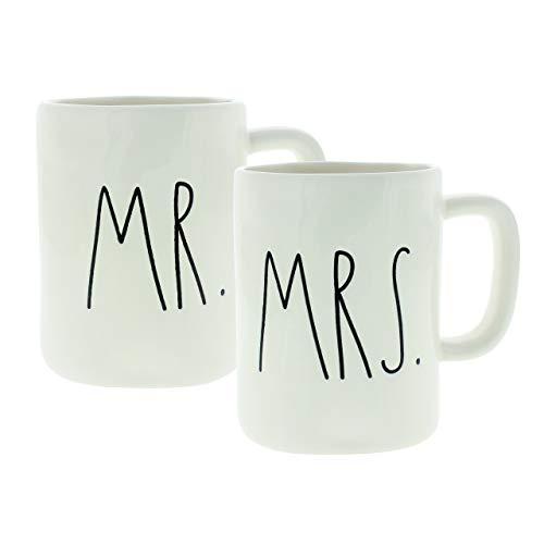 Rae Dunn Artisan Collection Mr. & Mrs. Set of (2) Mugs By Magenta, White