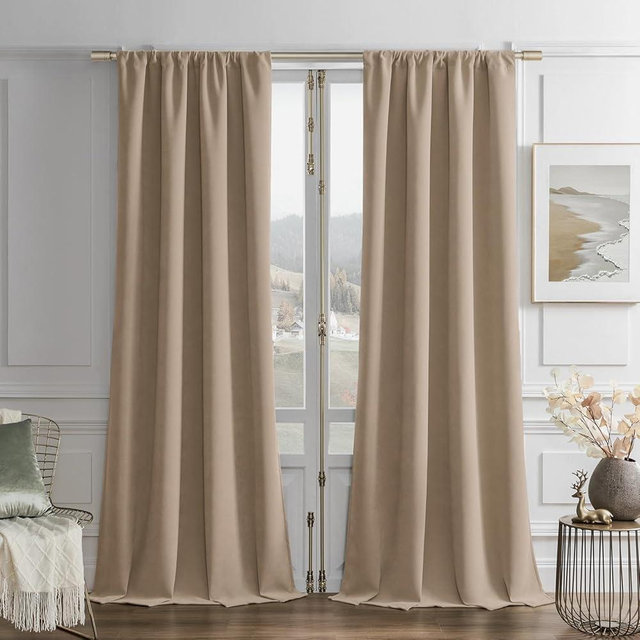 Joydeco Toffee Brown Blackout Curtains 72 Inch Long 2 Panels, Soft Luxury Thermal Room Darkening Velvet Curtains for Bedroom Living Room (Rod Pocket, 52Wx72L)