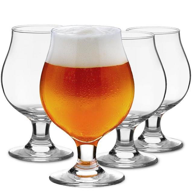 Meolibour Beer Glasses Set of 4, 16 OZ Classic Craft Goblet Glasses, Premium Beer Glasses Tumbler Set, Pub Beer Glasses, Unique Design Beer Glasses, Dishwasher Safe