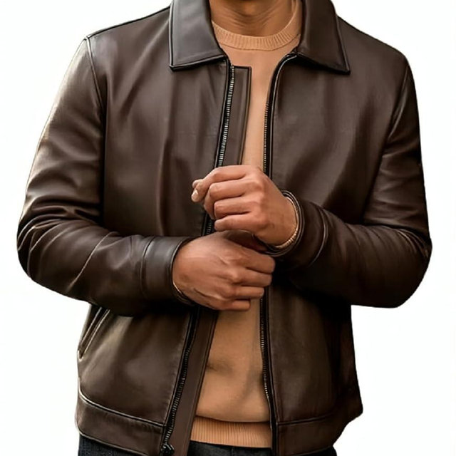 Mens Shirt Collar Genuine Real Lambskin Leather Jacket For Men Vintage Classic Biker Style with Zip Out Liner