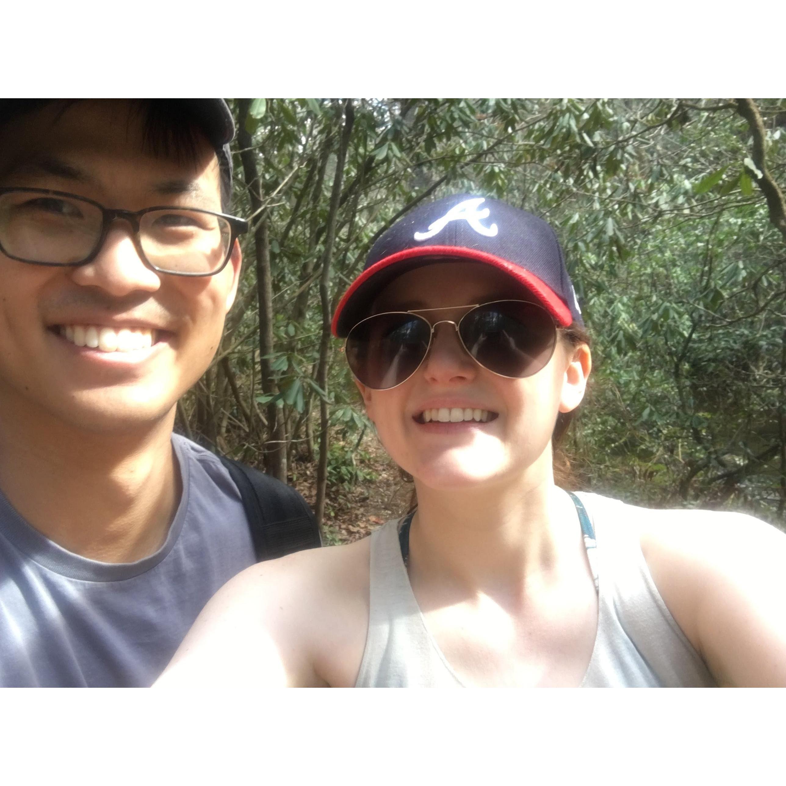Our first trip together was to Asheville, NC in February 2018! You can't really tell where we are in this photo, but trust me, it's Asheville.