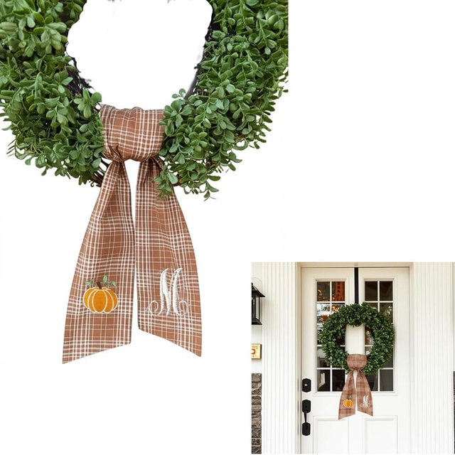 OAEUQ Floral Wreath Sash With Embroidery Ideal For Housewarming Gifts Thanksgiving And Christmas Porch Decorations