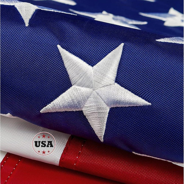 American Flag 3x5ft Long Lasting for Outside, Heavy Duty Nylon, Embroidered Stars, Brass Grommets, Perfect for Outdoor US Flags Show Your Patriotism
