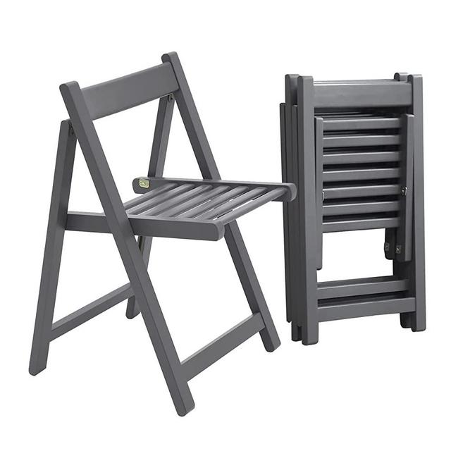 Folding Dining Chair 2 Pack Grey Wooden Foldable Chairs Suitable for Event Party Garden Kitchen Table Chair 268LB Weight Capacity FUNROLUX (Grey)
