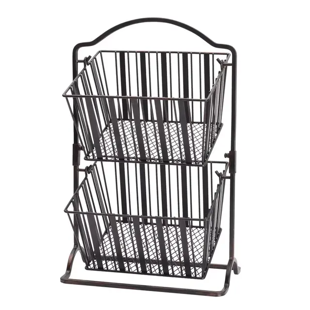 Gourmet Basics by Mikasa® Band and Stripe 2-Tier Hanging Fruit Basket in Black