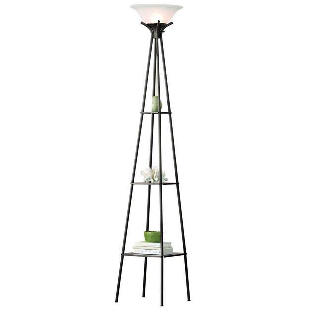 Mainstays Charcoal Metal Transitional Etagere Shelf Floor Lamp 69"H