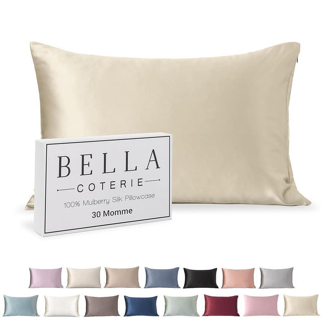Bella Coterie Luxury Silk Pillowcase for Hair and Skin | 30 Momme | 100% Pure 6A Mulberry Silk | Super Soft | Perfectly Plush [Standard, Lemonade]