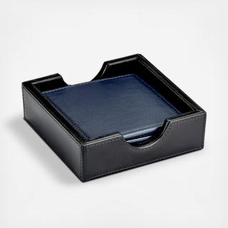 Traditional Leather Square Coaster, Set of 4