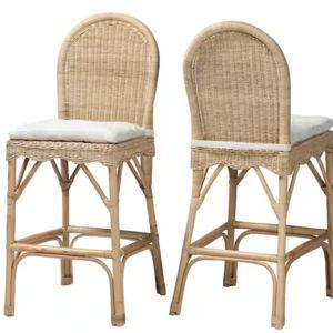 bali & pari - Bilu 27.6 in. Natural Rattan Bar Stool (Set of 2)