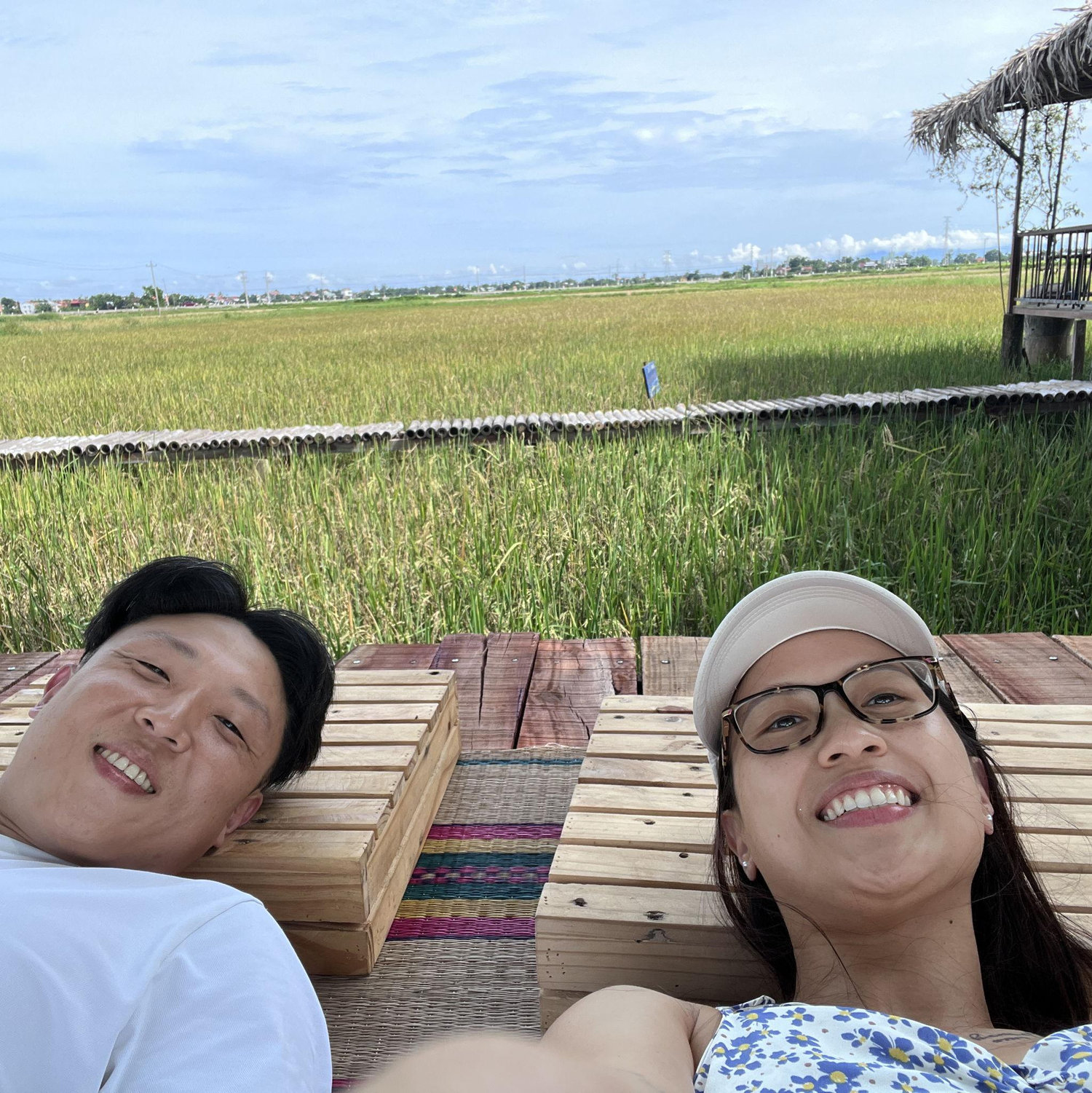 Enjoying the rice paddy view!