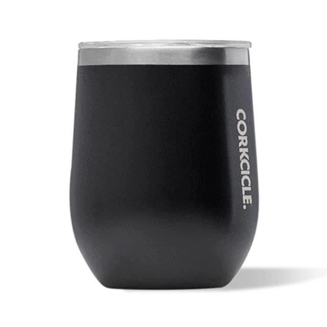 Corkcicle Stemless Wine Tumbler, Insulated Travel Cup With Lid, Matte Black, 12oz