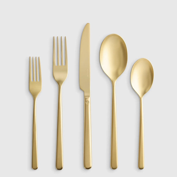Gia Minimalist 20 Piece Flatware Set - Brushed Gold
