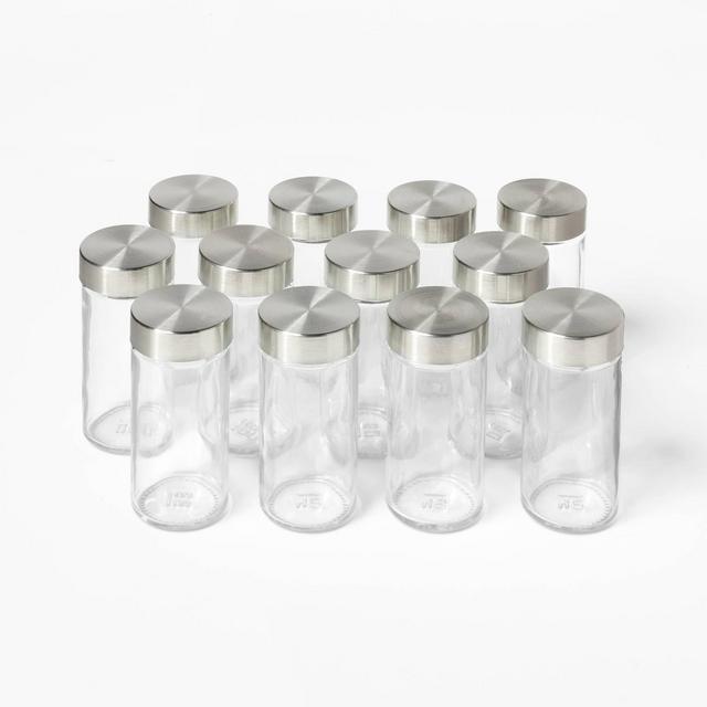 24pc Glass Spice Jar Set Silver - Figmint™