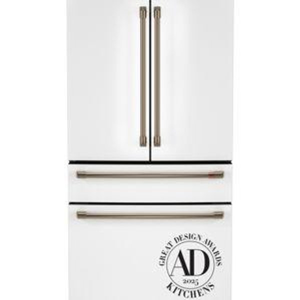 CAFÉ™ 4-Door French-Door Refrigerator | Matte White / Brushed Brass